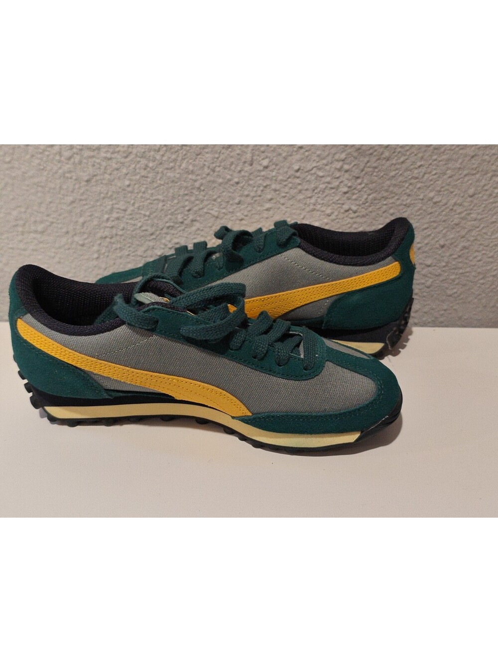 Puma Green and Yellow Suede Running Sneakers Size 5 US
